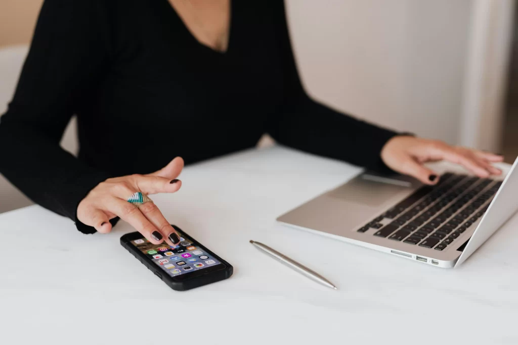 Multitasking, Phone, Laptop, Work, Woman